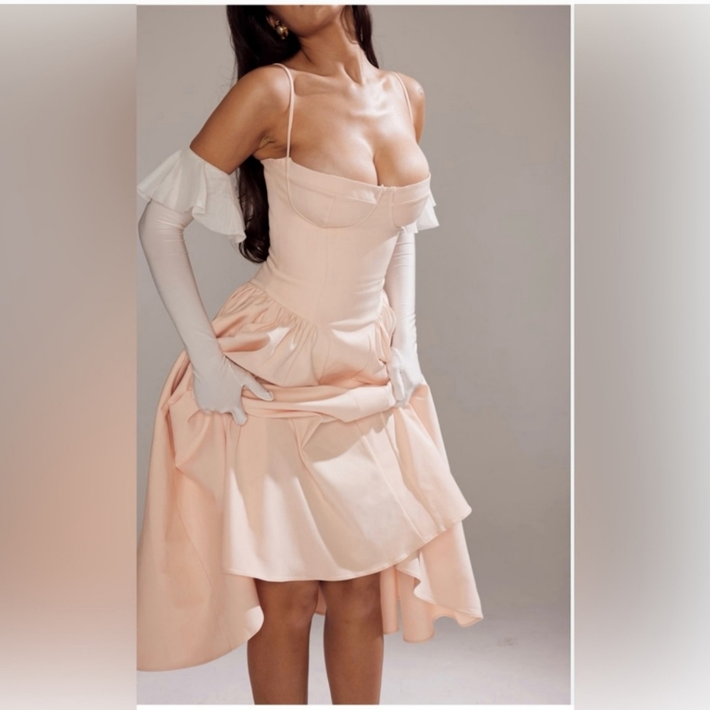 House of CB Samaria Corset Fit & Flare Dress Peach Parfait - Picture 3 of 7